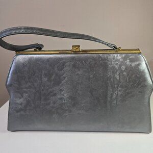 Vintage 1950s Melbourne Bags Purse in Silver with Gold Accents
